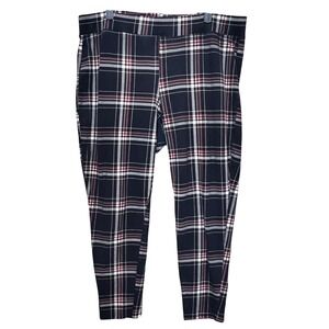 Torrid Womens Plaid Pull On Pants Size 3 Black Pink White Stretch Leggings